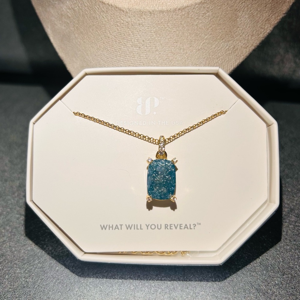 Bomb Party Necklace Sapphire Ice Crystal Gold Plated Starry Night Escape NK13496
